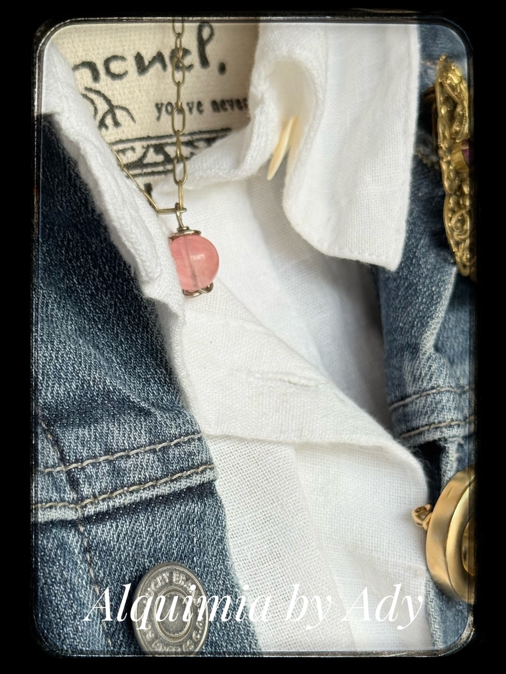 Boho + pendant with cherry quartz orb necklace
